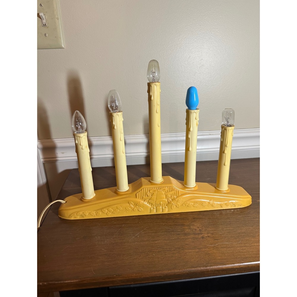 Vintage 5 Light Christmas Candelabra Blow Mold Window Candolier